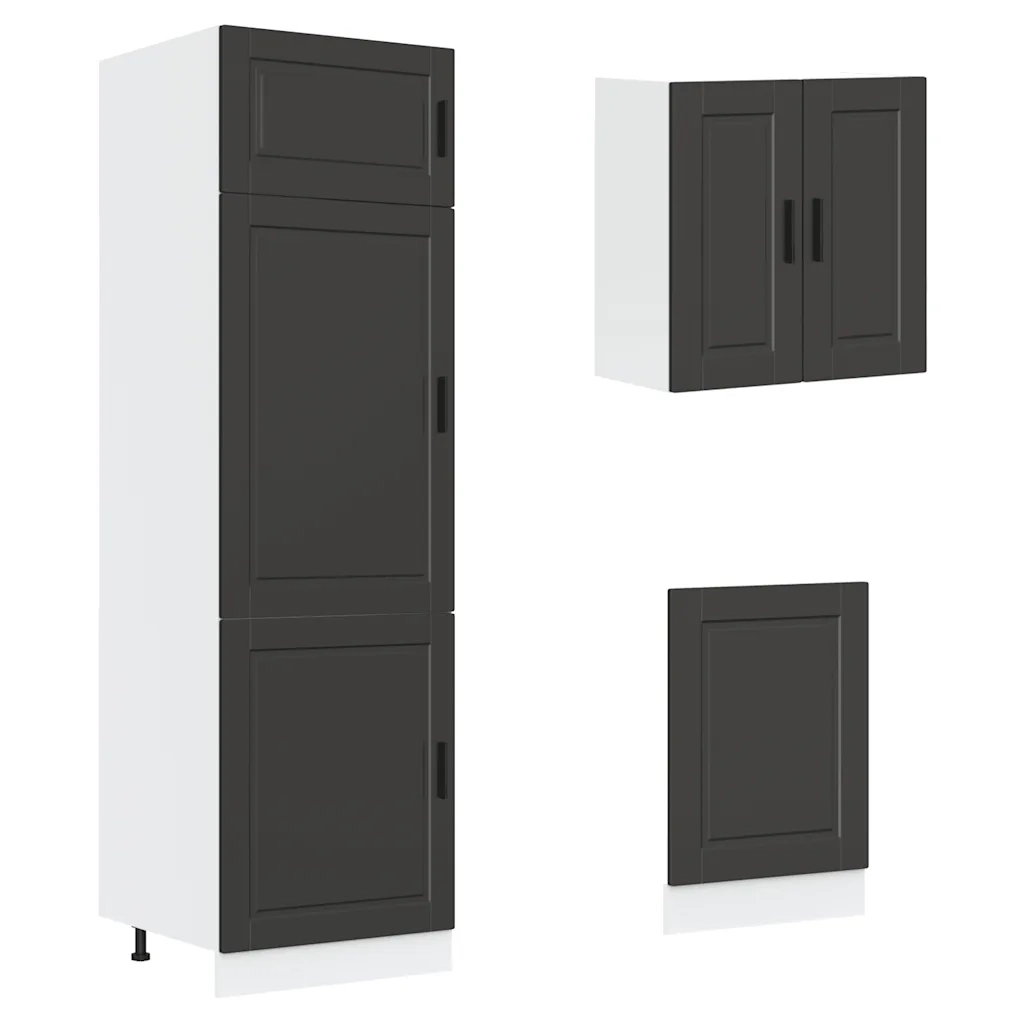 Set Mobili da Cucina 8 pz Kalmar Neri Legno Multistrato
