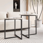 Set di tavolini da salotto salvaspazio; stile industriale; metallo; naturale