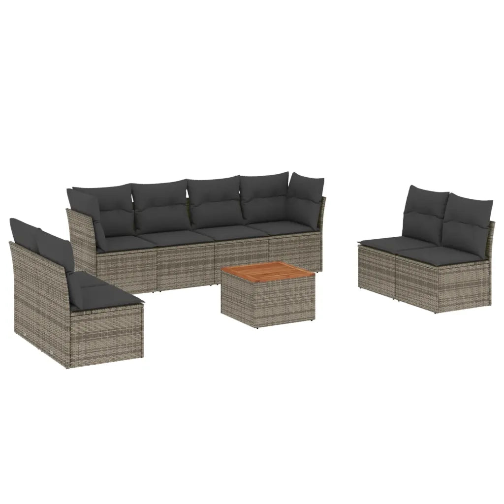 Set Divano da Giardino 9 pz con Cuscini Grigio in Polyrattancod mxl 111607