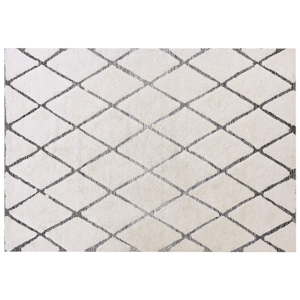 Tappeto da Zona Beige Cotone Intrecciato a mano pelo lungo 160 x 230 cm Moderno