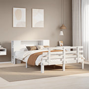 Letto Libreria senza Materasso-Struttura Letto con contenitore Bianco 140x200 cm Legno di Pino 570066