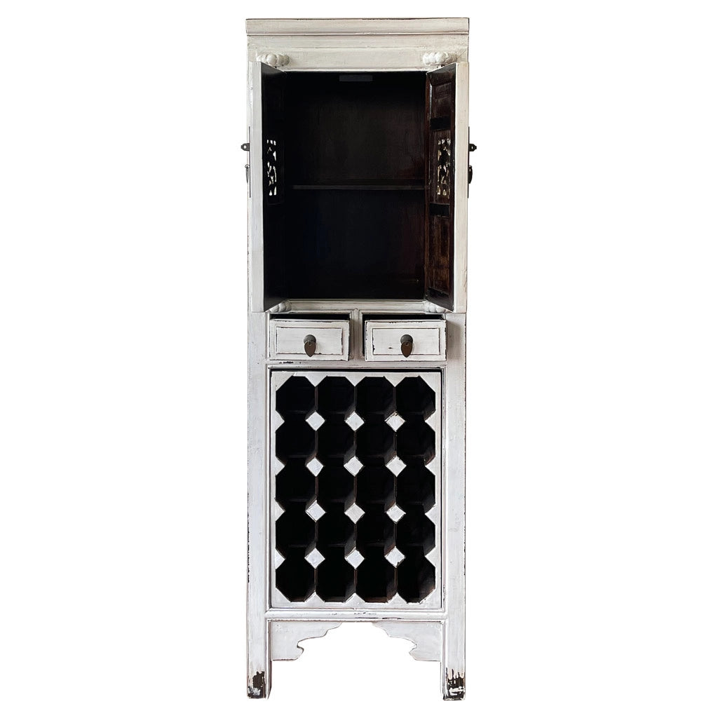 Mobile portabottiglie vino in legno bianco 55x45x170h