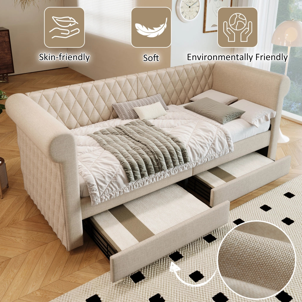 Letto con testata vintage divano letto in lino 90x200 cm