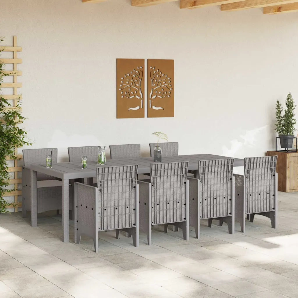 Set da Pranzo per Giardino 9 pcs Bianco Polipropilene