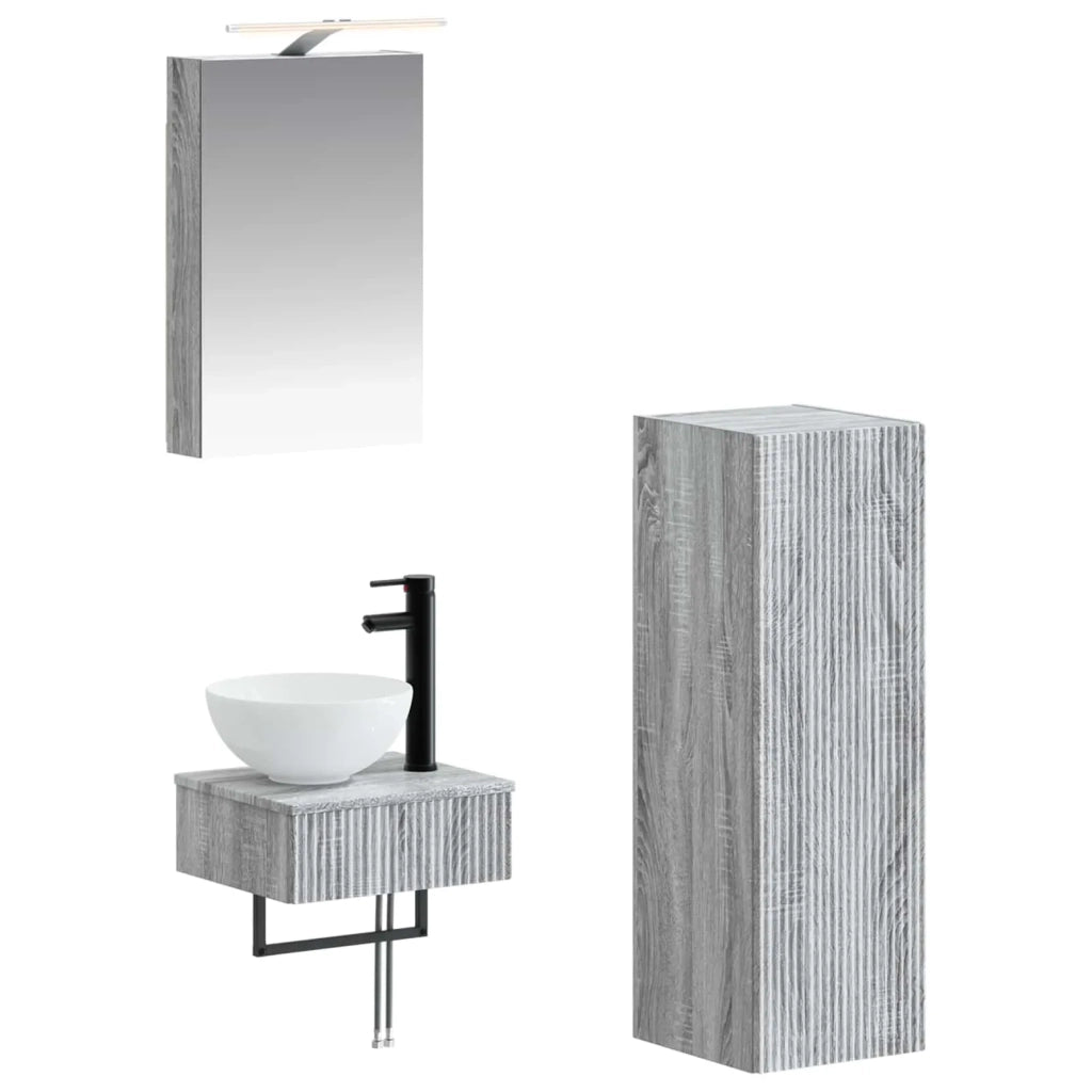 Set di Armadi da Bagno 4 pcs Sonoma grigio 40 x 10,5 x 60,5 cm 3407364