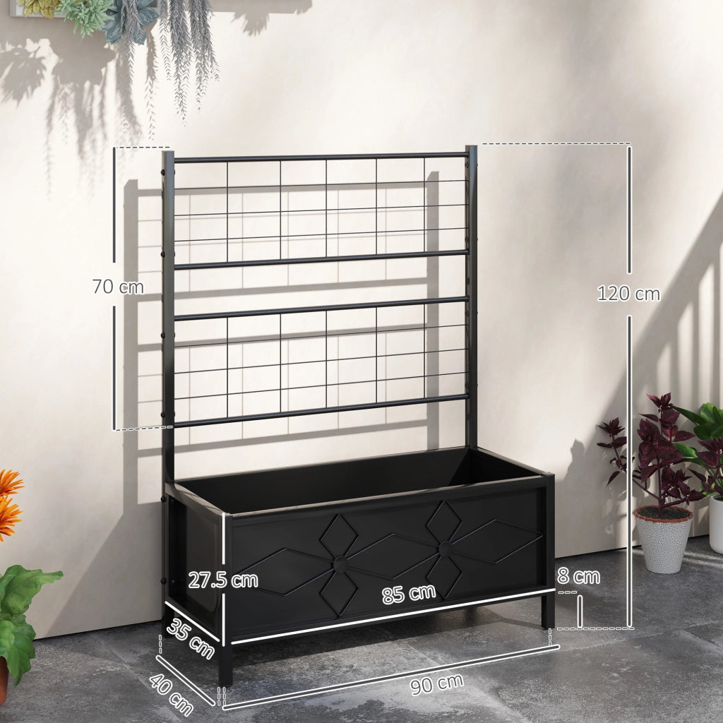 Letto per Orto Rialzato con Traliccio in Acciaio ¨C Zephmum ¨C Nero 90x40x120 cm