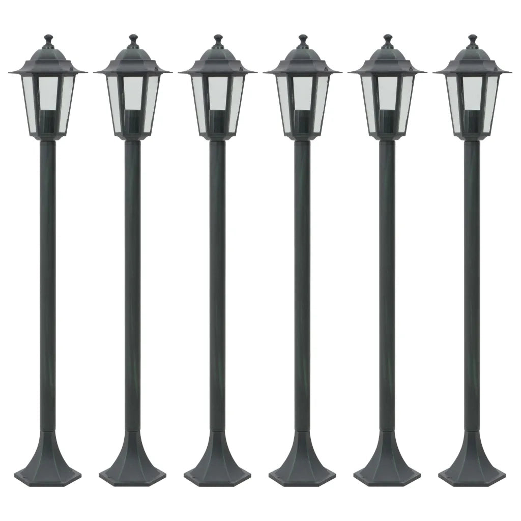 Lampioni da Giardino 6pz E27 110 cm Alluminio Verde Scurocod mxl 83026