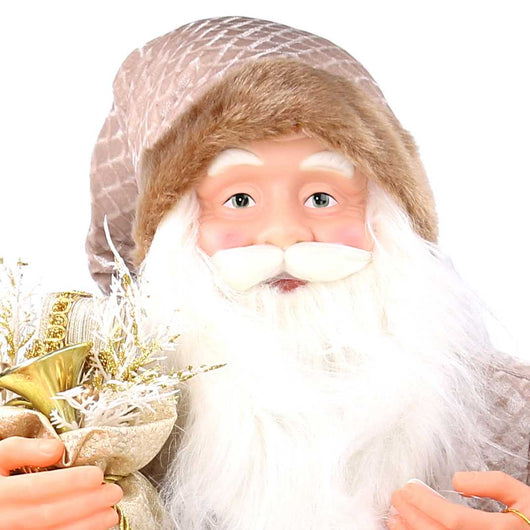 Babbo natale in tessuto con lanterna oro cm xh80
