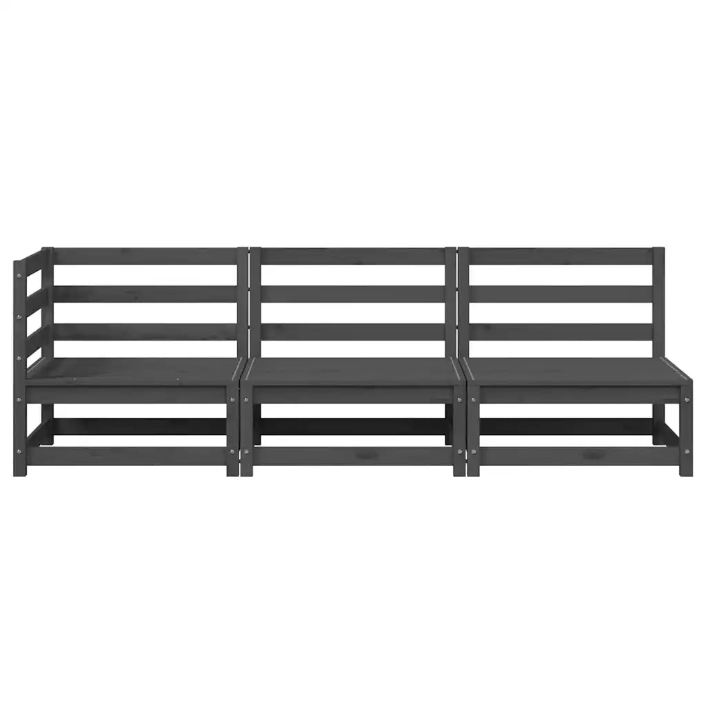 Salotto da Giardino-Set Divani da Giardino 3 pz Grigi in Legno Massello di Pino
