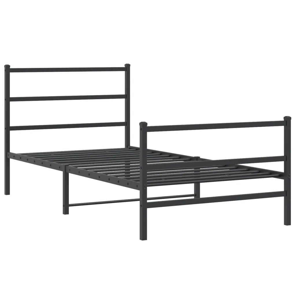 Giroletto con Testiera e Pediera Metallo Nero 100x190 cm 355377