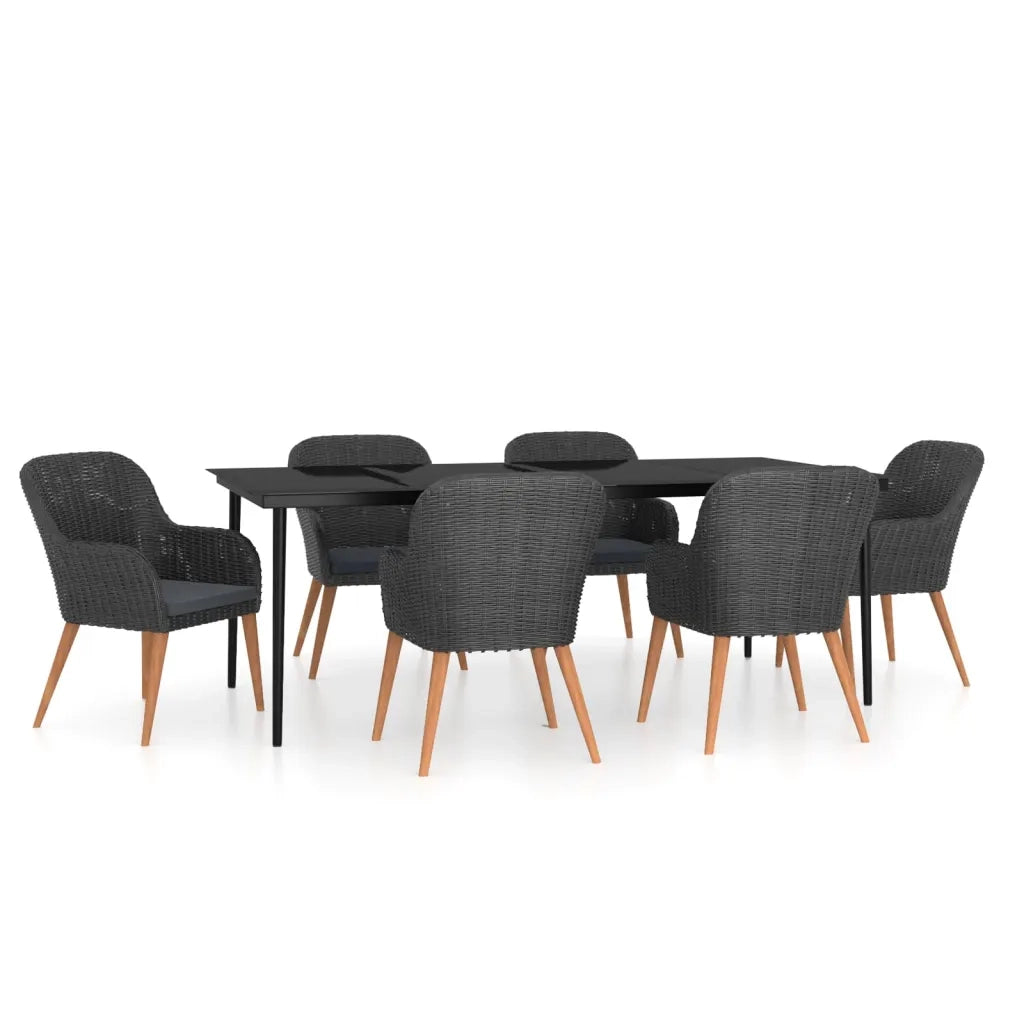 Set da Pranzo da Giardino 7 pz con Cuscini Nero 3099521