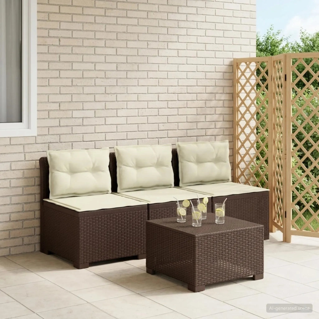 Divano da esterno-Divano da Giardino 3 posti con cuscini in look rattan PP 639147