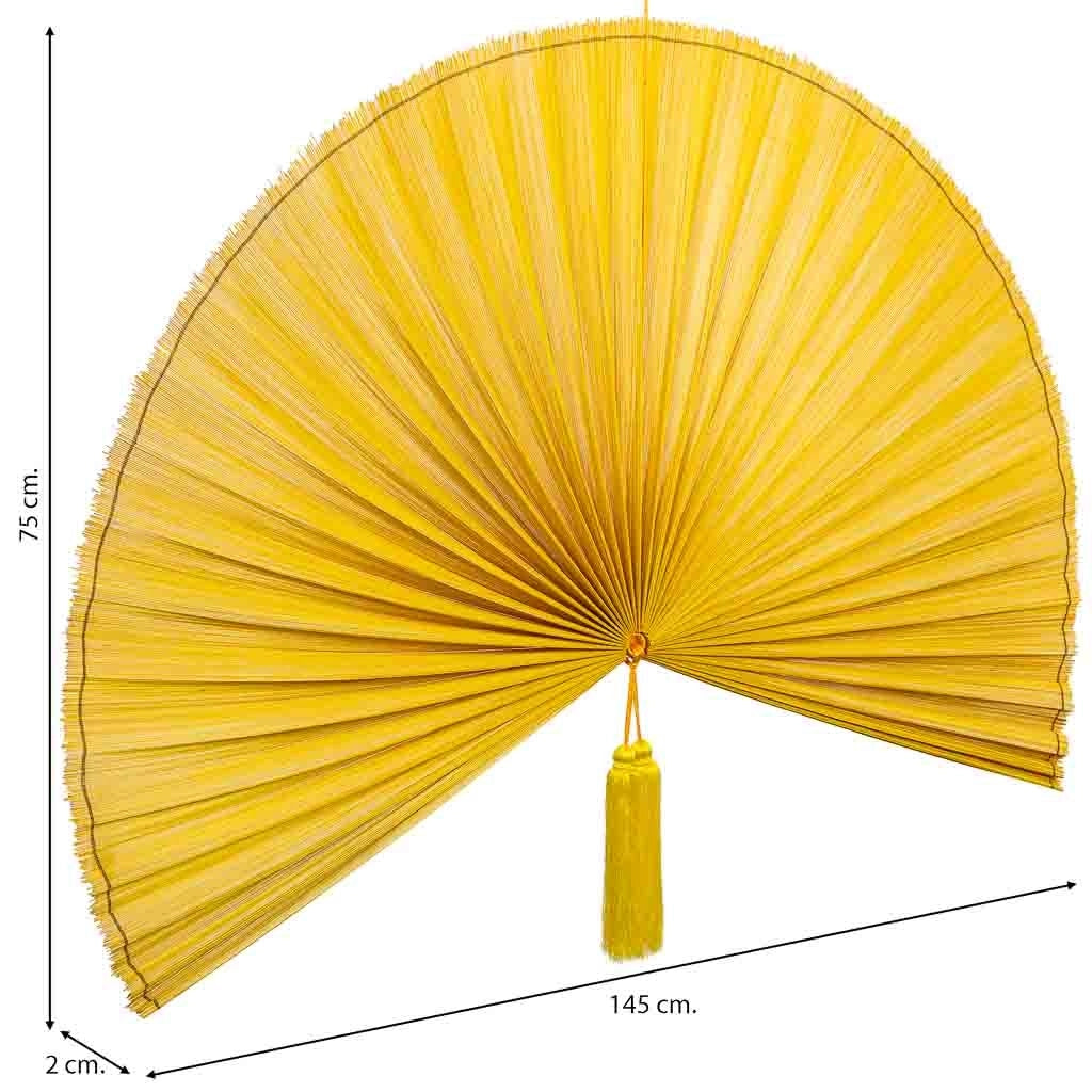 Decorazione da parete Palmito in bambù e tessuto giallo 145x75x2h cm