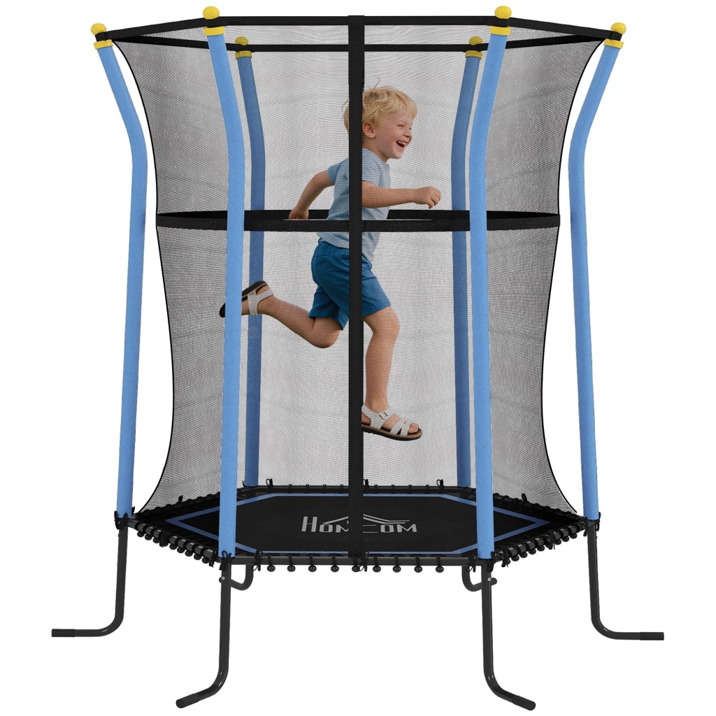 Tappeto elastico per bambini ¨C zephmum ¨C ? 163x190 cm blu nero con rete di sicurezza
