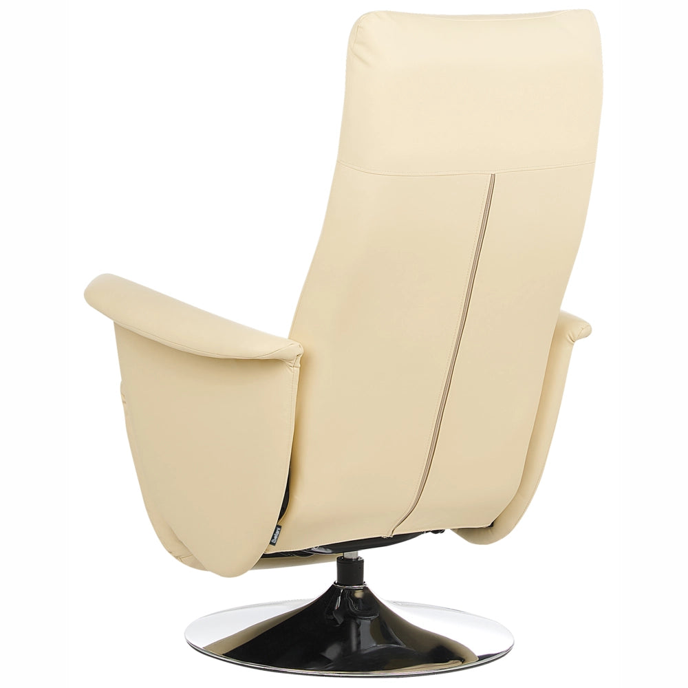 Poltrona reclinabile Beige chiaro in ecopelle Schienale regolabile Base in metallo Poggiapiedi estraibile Schienale alto Design moderno e minimalista