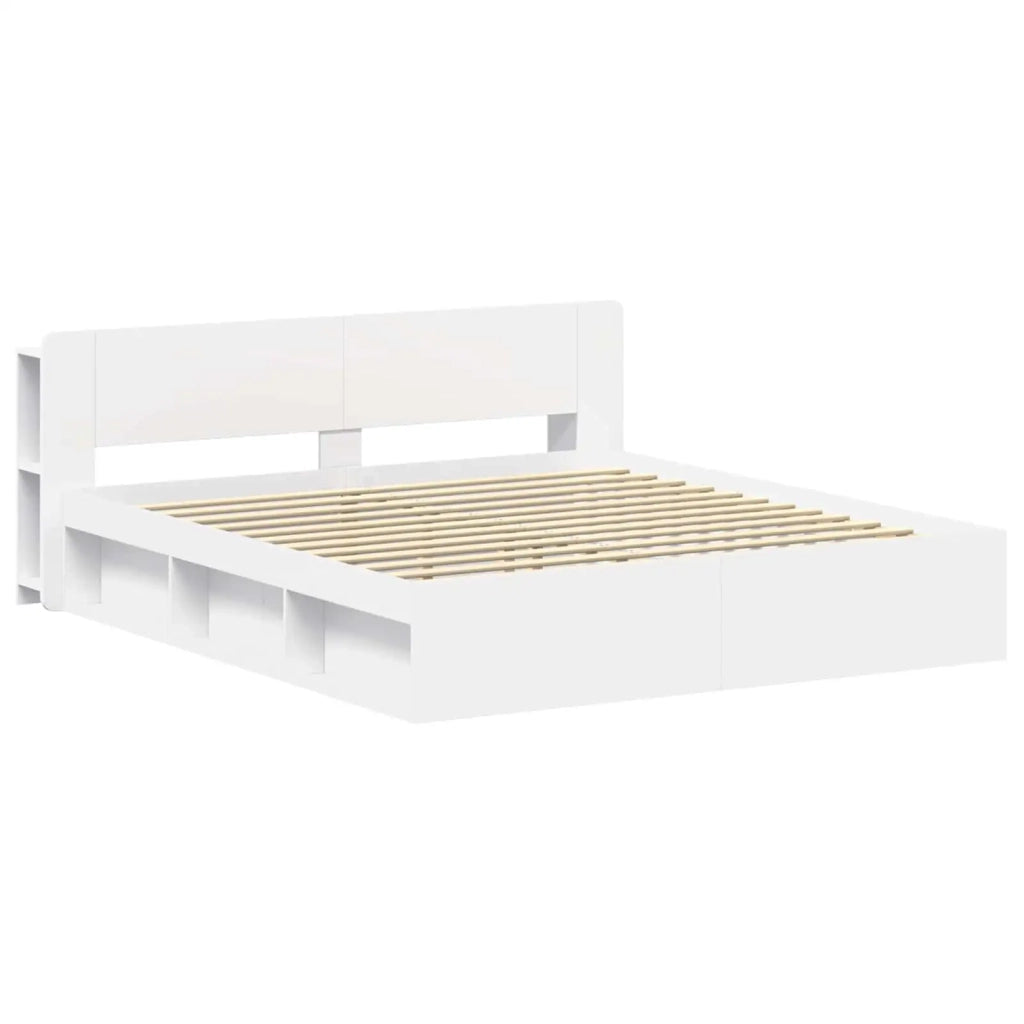 Telaio del letto con storage con testiera Bianco 180 x 200 cm