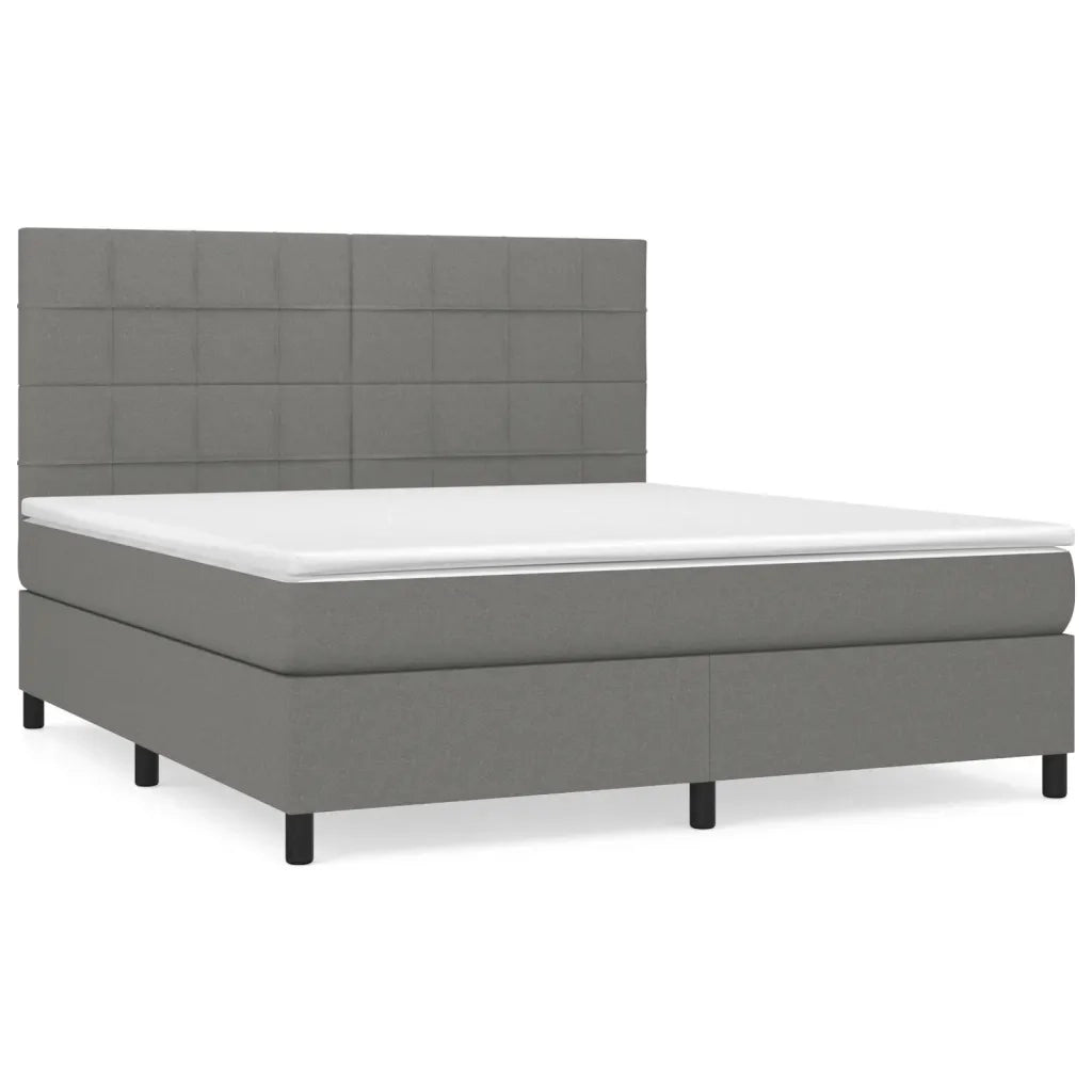 Giroletto a Molle con Materasso Grigio Scuro 180x200 cm Tessuto 3141794