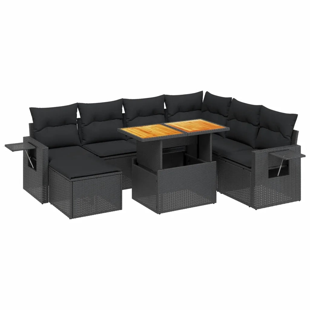 Set Divani da Giardino con Cuscini 8 pz Nero in Polyrattan 3275715