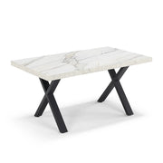 Tavolo allungabile da pranzo Marmo di Carrara 145x85 MADE IN ITALY modello PABLO fino a 195 CM per sala da pranzo, cucina e soggiorno, design moderno con top in melaminico