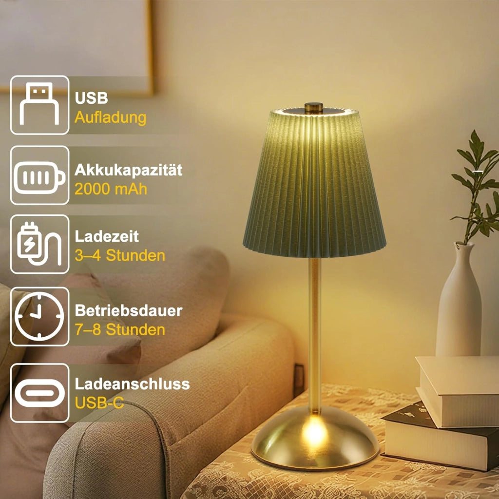 ZMH Lampada da tavolo LED set 2 pezzi wireless touch dimmerabile 3 temperature colore per camera letto soggiorno