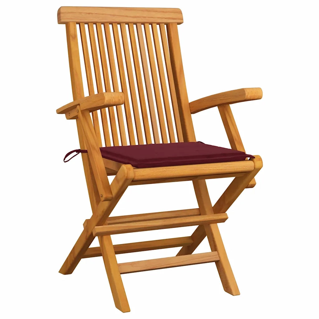 Sedie Giardino con Cuscini Rosso Vino 6 pz Legno Massello Teak 3062550