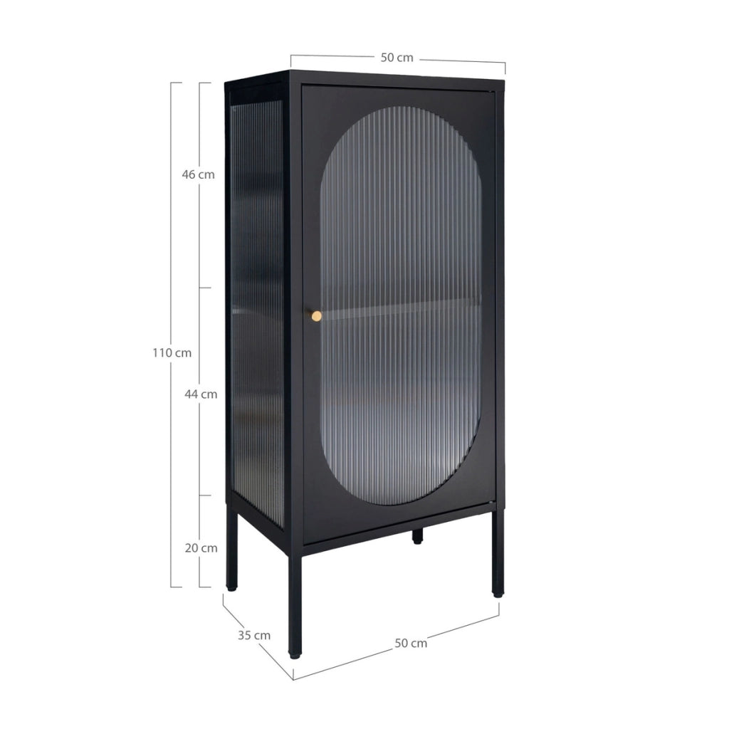 Vetrinetta Adelaide, Nero, Metallo, 35x50x110 cm
