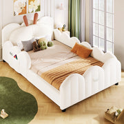 Letto singolo imbottito 90x200 cm con cuscino coniglietto beige