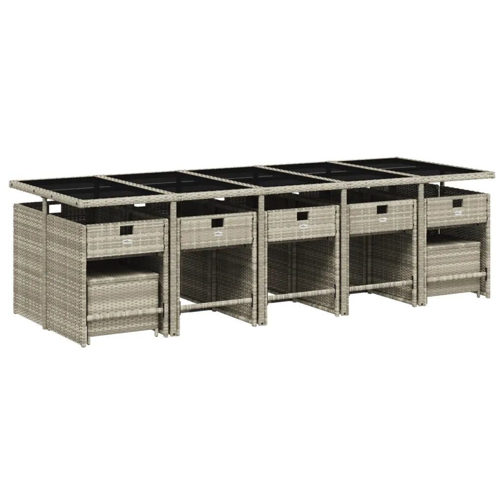 Set da Pranzo da Giardino 15 pz con Cuscini Grigio Polyrattan 3277942