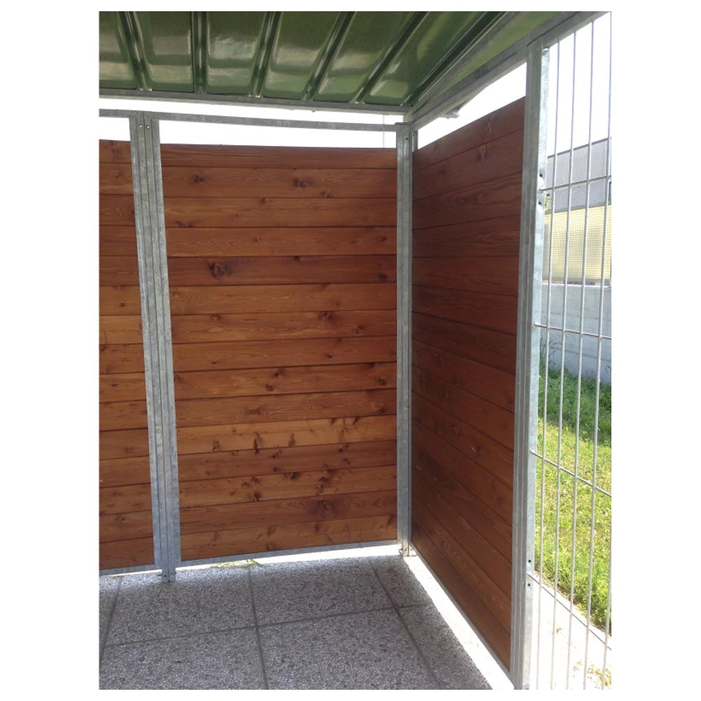 Recinto per cani 2x3 metri box modulare con copertura e retro in legno