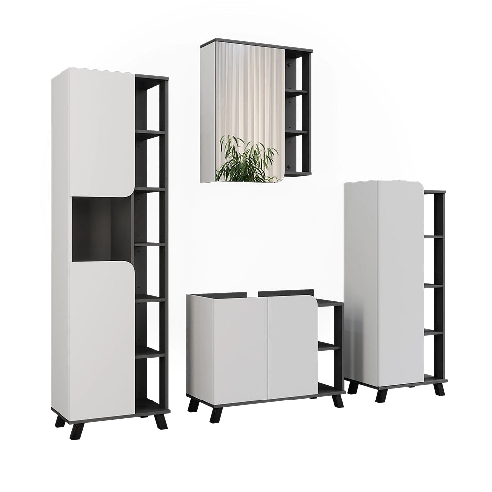 Vicco Set di mobili da bagno Antracite/bianco 4 parti