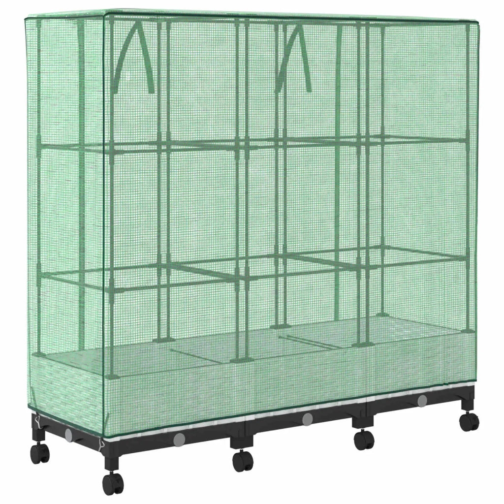 Vaso da Giardino con Copertura per Serra e Ruote 3 pz Bianco PP 3423065