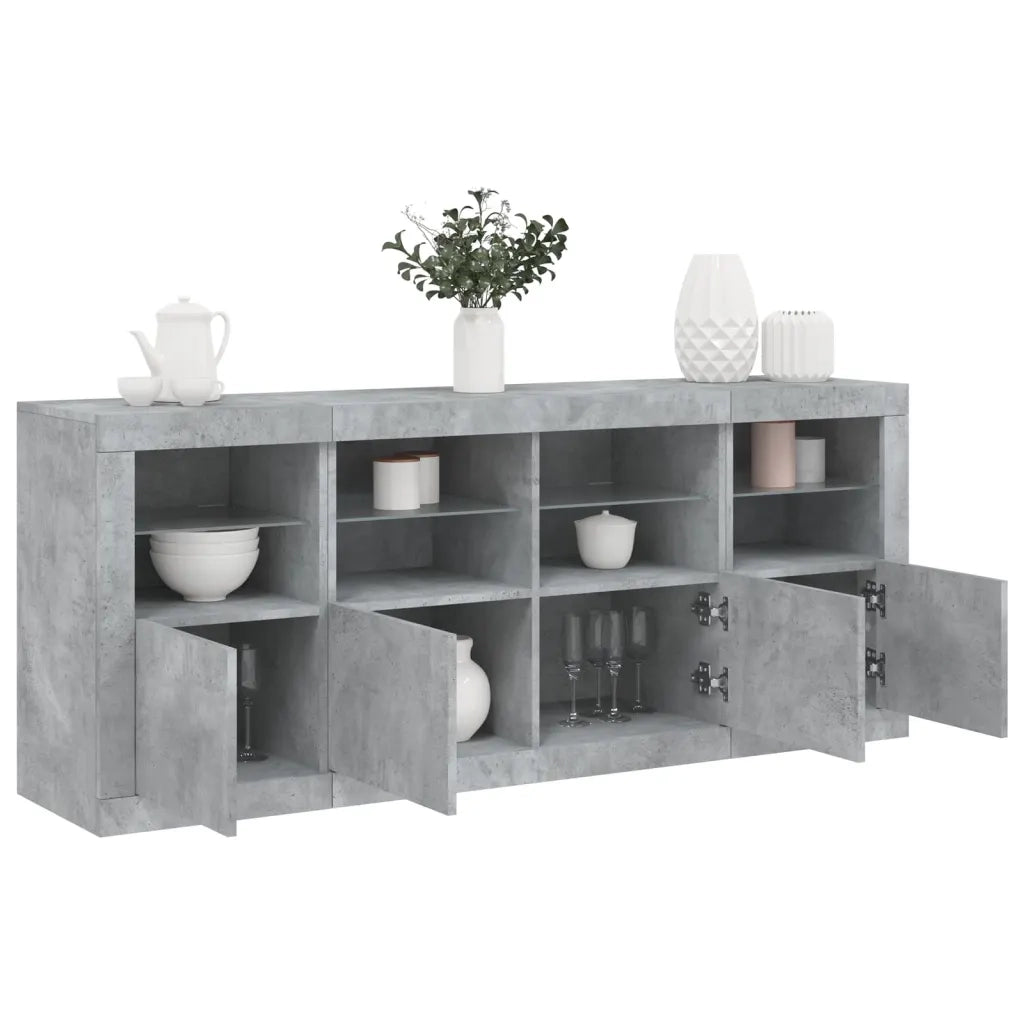 Credenza con Luci LED Grigio Cemento 163x37x67 cm 3209075
