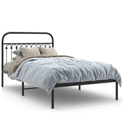 Letto singolo | Letto per adulti | Giroletto con Testiera in Metallo Nero 107x203 cm