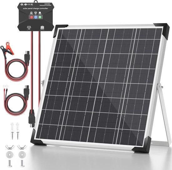 Kit di Pannelli Solari 20W 12V con Regolatore di Carica MPPT e Supporto di Montaggio per Auto e Camper