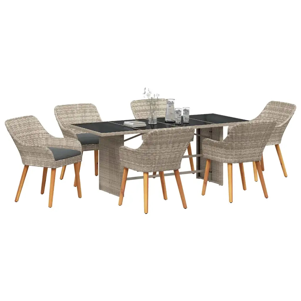 vidaXL Set da pranzo per esterni 7 pcs Grigio chiaro