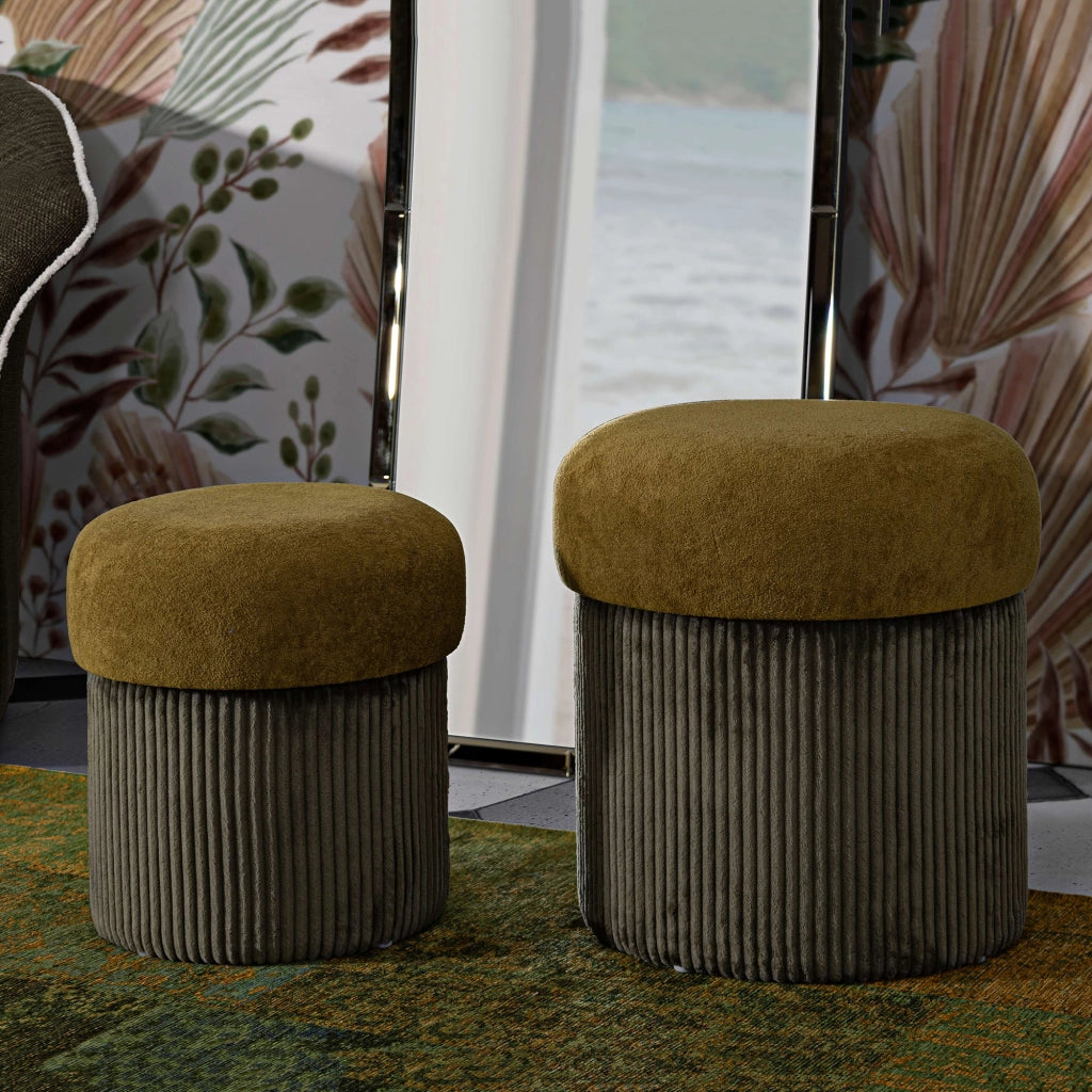 Outjo, Pouf Contenitore set da 2, 42x42x44h cm Marrone Terracotta
