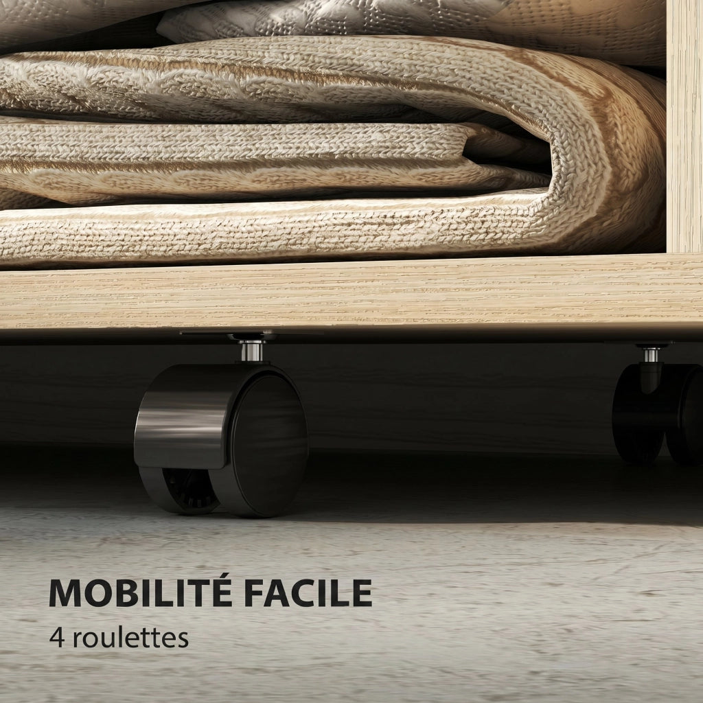 Armadio mobile con ruote ¨C zephmum ¨C effetto legno naturale 80x40x128 cm