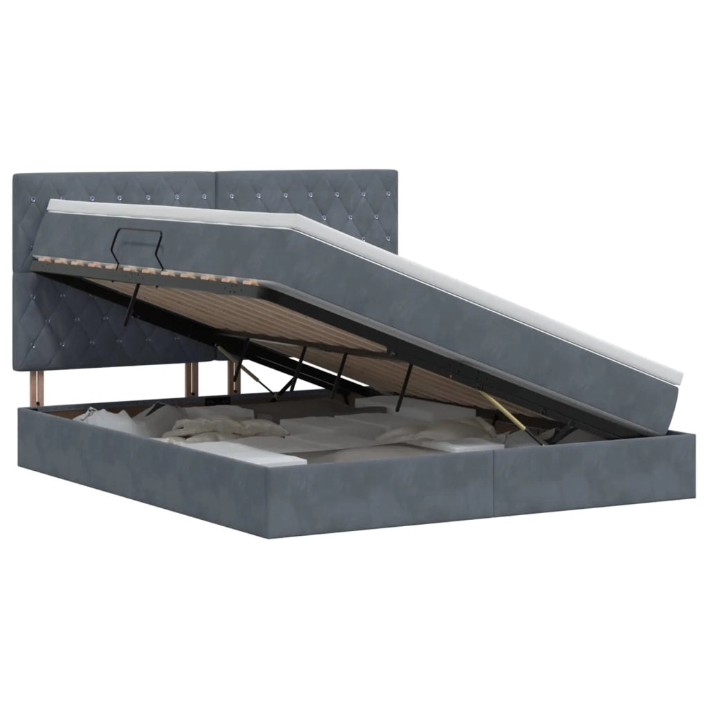 Letto con contenitore e materasso Grigio Scuro 140 x 190 cm 3459628