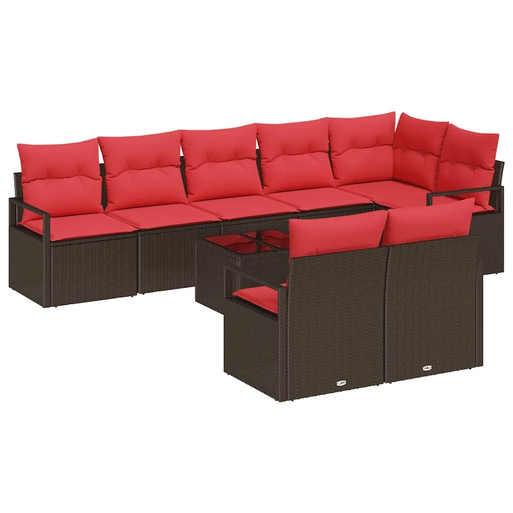 Set di divani 9 pcs Marrone polyrattan