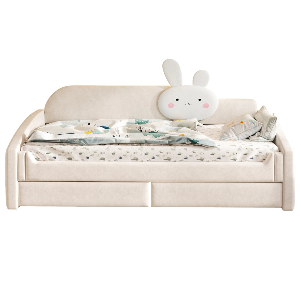 letto per bambini imbottito beige 90 x 200 cm