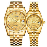 Trade Shop - Orologio Da Uomo Donna Longbo 80435 In Acciaio Con Strass Impermeabile Dorato -