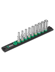 Set di 9 bussole lunghe Zyklop 1/4" WERA Nuss-Magnetleiste A Deep 1