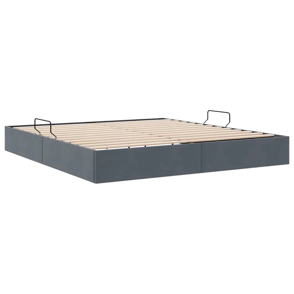 Letto con Contenitore Grigio Scuro 183 x 213 cm Velluto 3370141