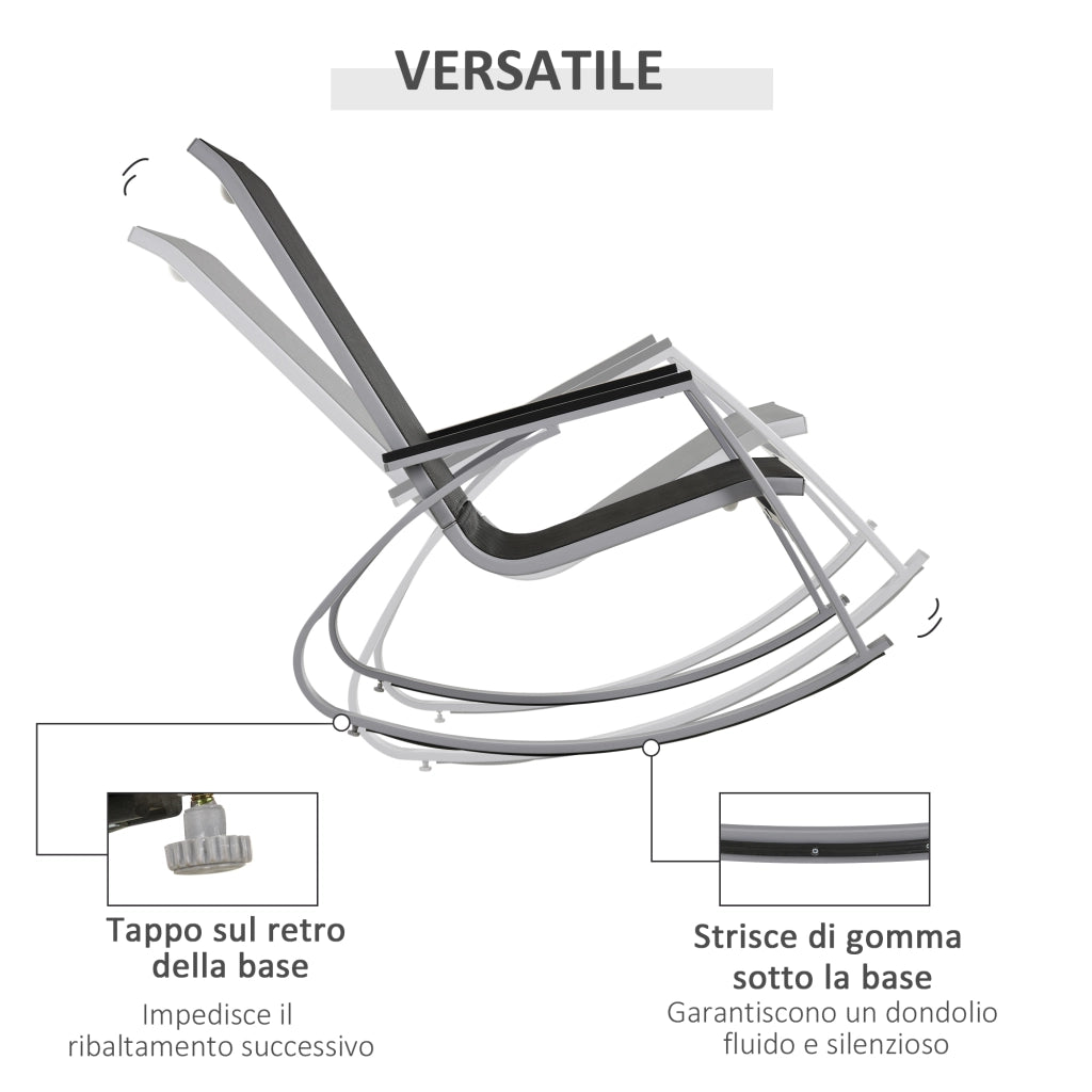 Easycomfort Sedia a Dondolo da Giardino, Sedia a Dondolo per Esterni Impermeabile e Antiruggine, Nera, 107x60x93cm