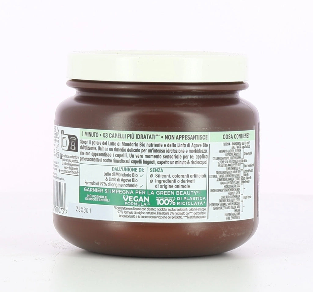 GARNIER ULTRA DOLCE MASCHERA IDRATANTE PER CAPELLI DISIDRATATI  LATTE DI MANDORLA E LINFA DI AGAVE BIO 340 ML