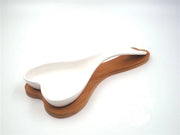 Poggiamestolo in Ceramica Forma Cuore Base in Legno 24 cm