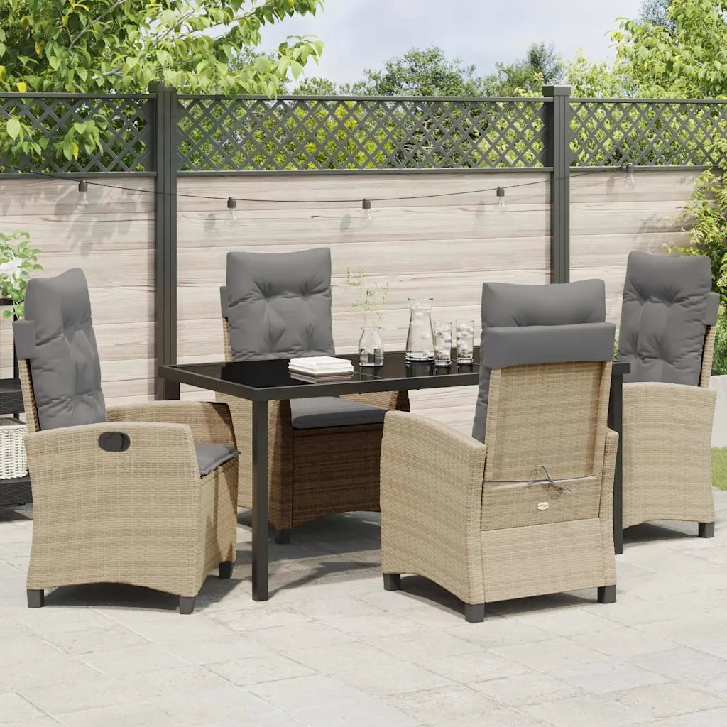 Set da Pranzo per Giardino con cuscino 5 pcs Beige polyrattan 3380403