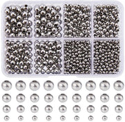 Kralen rotondo 880 pezzi - Bal Kralen rotondo - Bal Kralen in acciaio inossidabile - Bal Kralen di allineamento - Accessori per creare gioielli - Diametro: 1/1,5/2/2,4 mm