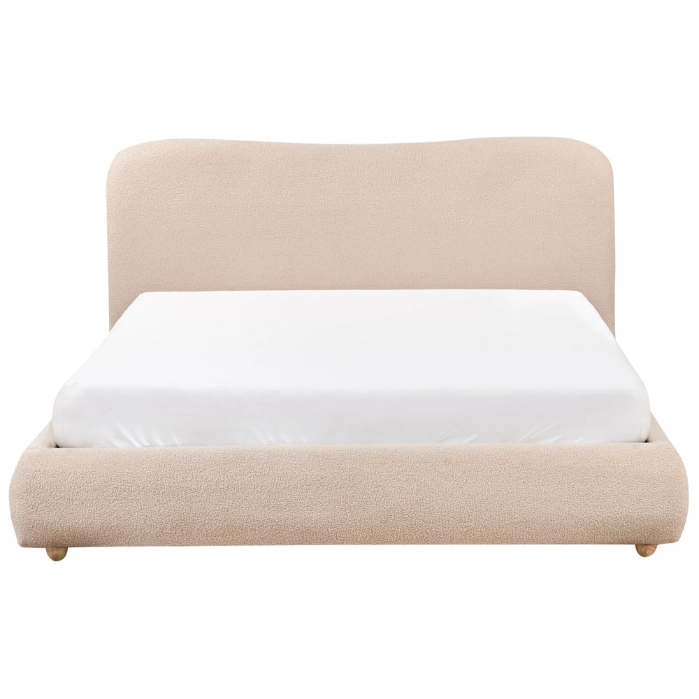 Letto contenitore Beige Boucle Poliestere Tessuto 160 x 200 cm Design moderno e minimalista
