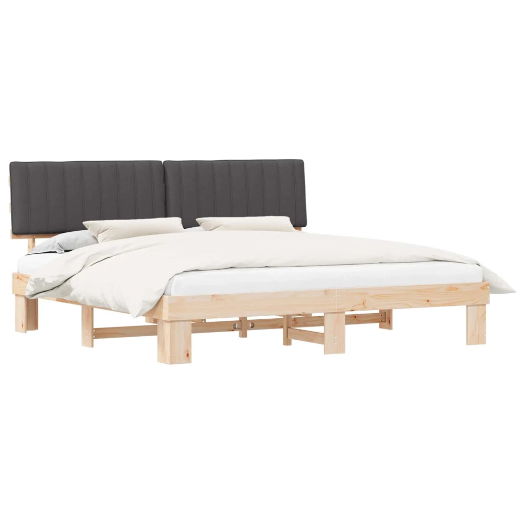 Letto con Testiera Rivestita Grigio scuro 200 x 200 cm 3398095